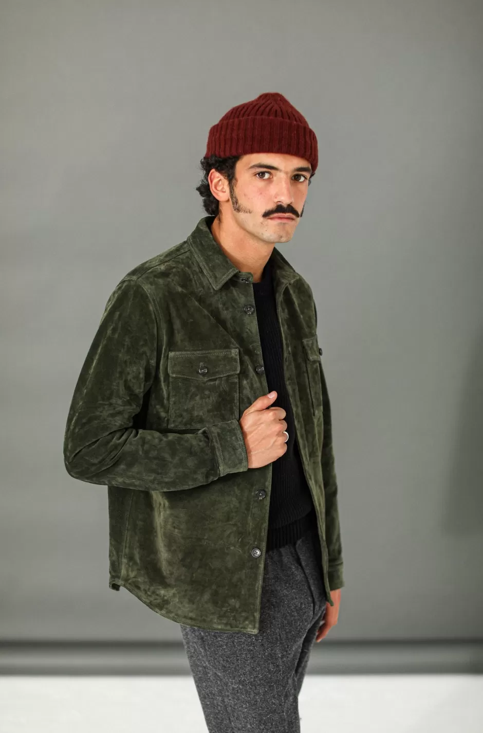 Flash Sale Drapeau Noir Surchemise Cuir Suédé Forêt Vert
