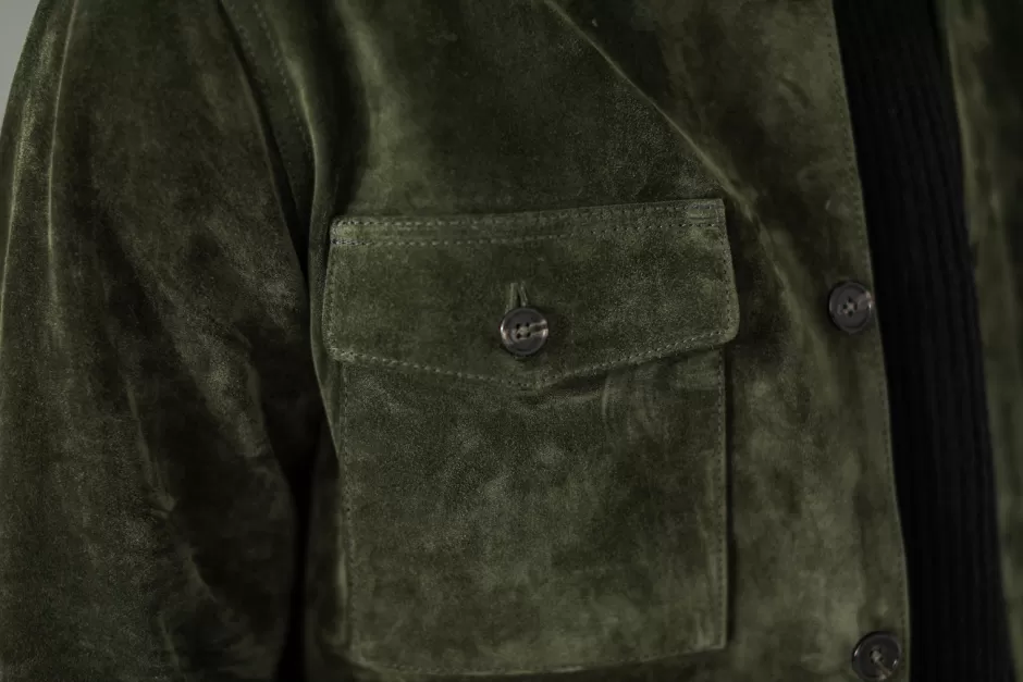 Flash Sale Drapeau Noir Surchemise Cuir Suédé Forêt Vert