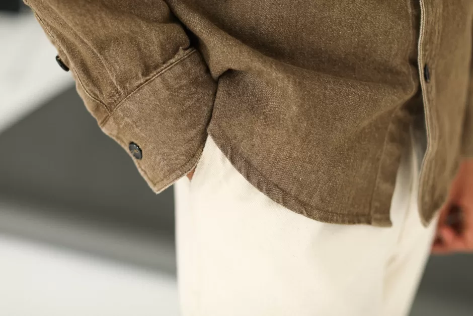 Outlet Drapeau Noir Surchemise Militaire Denim Camel