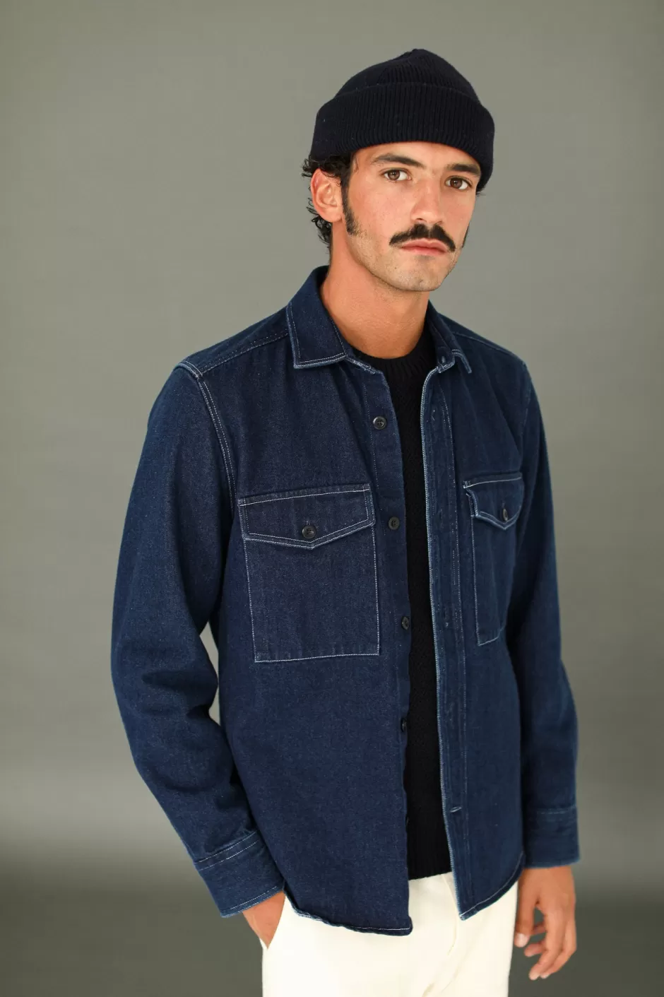Best Drapeau Noir Surchemise Militaire Denim Indigo