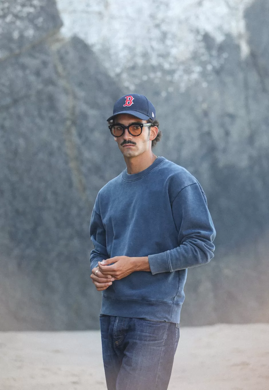 Flash Sale Drapeau Noir Sweatshirt Confort Acid Wash Indigo Marine