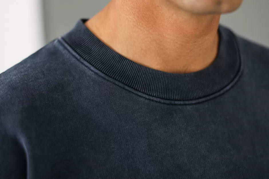 Flash Sale Drapeau Noir Sweatshirt Confort Acid Wash Indigo Marine