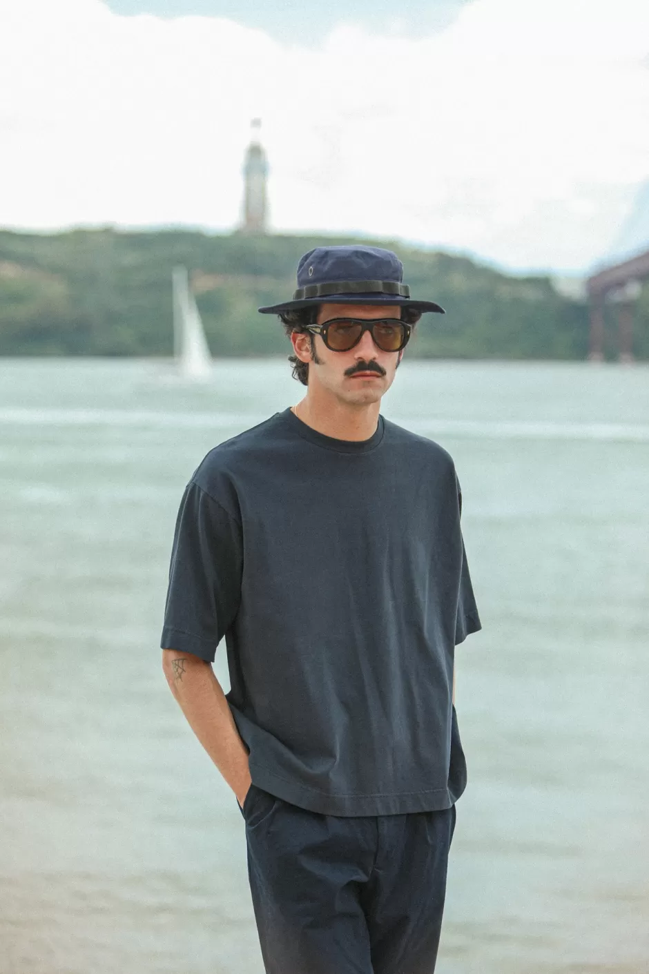 Best Sale Drapeau Noir Tee-Shirt Comfort Oversized Navy