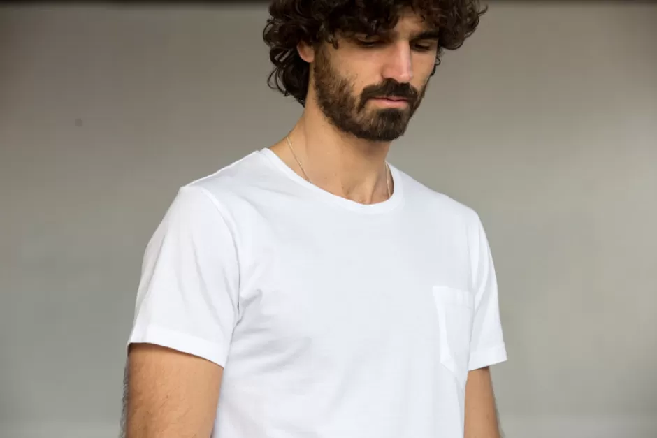 Discount Drapeau Noir Tee-shirt Pocket Blanc White