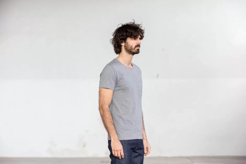 Outlet Drapeau Noir Tee-shirt Pocket Gris Grey
