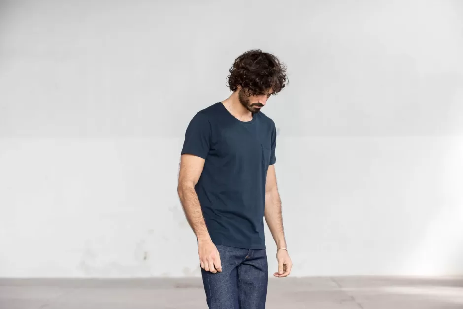 Sale Drapeau Noir Tee-shirt Pocket Marine Navy