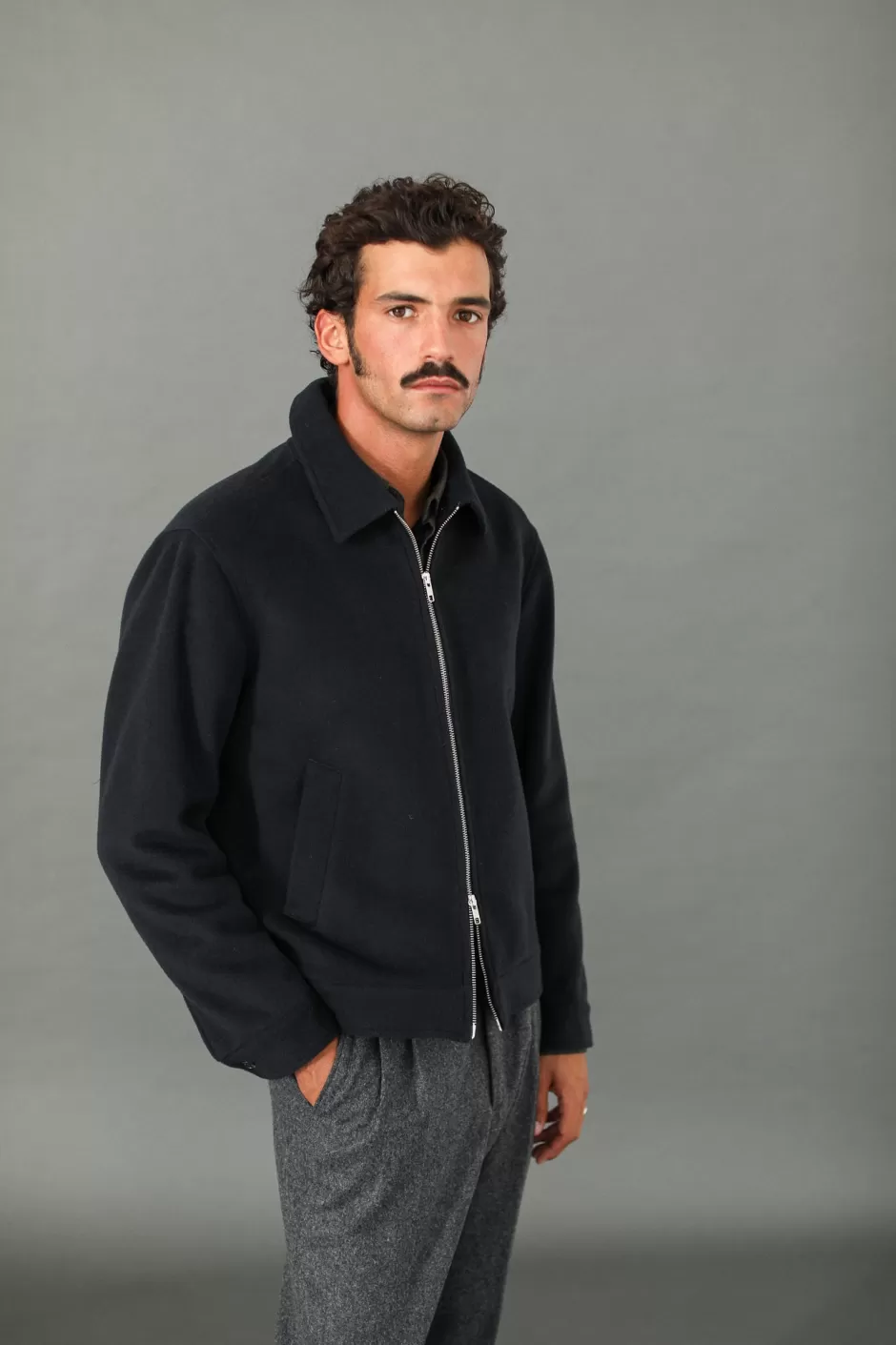 Online Drapeau Noir Veste Laine & Cachemire Navy Marine