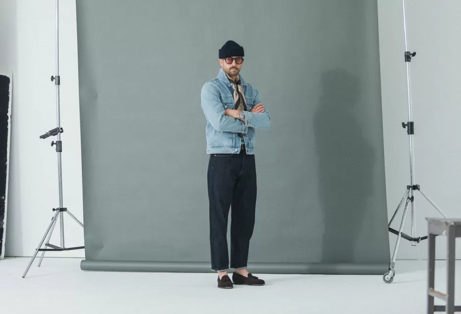 Cheap Drapeau Noir Veste "Type II" Denim Japonais Bleached Light Blue