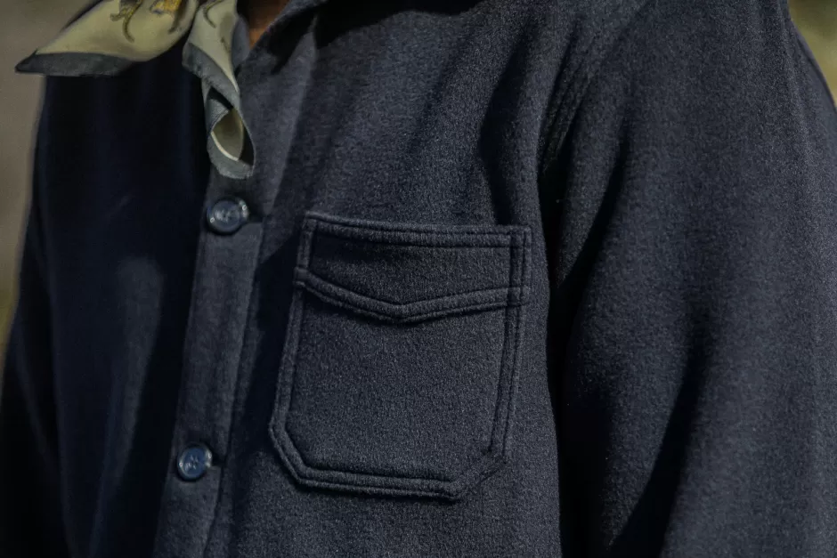 Best Drapeau Noir Veste Worker Laine & Cachemire Navy