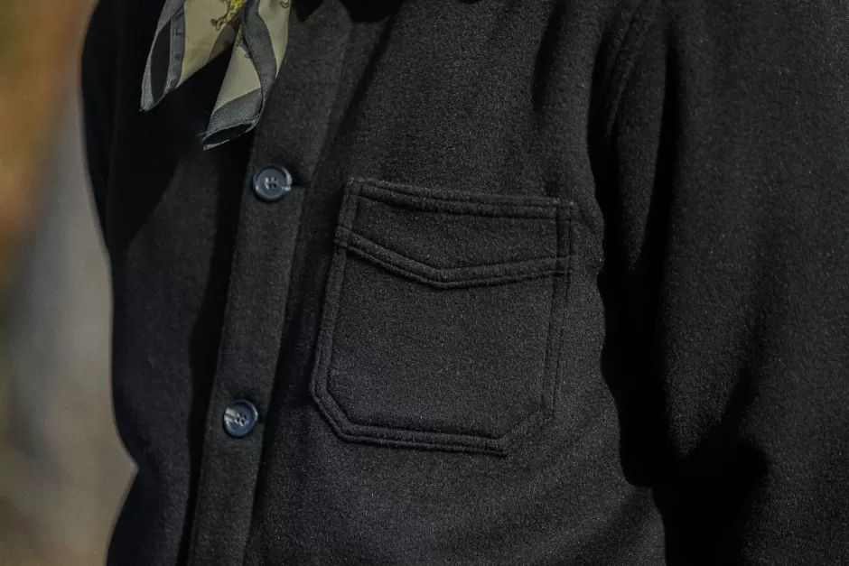 Best Sale Drapeau Noir Veste Worker Laine & Cachemire e Noir